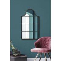 MirrorOutlet Black Metal Framed Arched Wall Mirror 41" X 24" (104CM X 62CM) | Size: 1 Pack