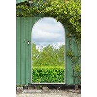 MirrorOutlet White Framed Arched Garden Wall Mirror 71" X 35" (180CM X 90CM) | Size: 1 Pack