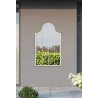 MirrorOutlet White Metal Framed Arched Garden Wall Mirror 41" X 24" (104CM X 62CM) | Size: 1 Pack