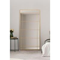 MirrorOutlet Gold Metal Framed Window Wall or Leaner Mirror 71" X 35" (180 X 90CM) | Size: 1 Pack