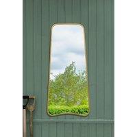 MirrorOutlet Gold Metal Trapezoid Shape Framed Garden Wall Mirror (122CM X 58CM) | Size: 1 Pack