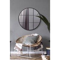 MirrorOutlet Black Metal Framed Round Window Wall Mirror 31 X 31 (80x80CM) | Size: 1 Pack