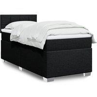 Box Spring Bed with Mattress Black 90x200 cm Fabric