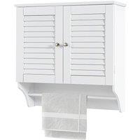 Gymax Bathroom Medicine Cabinet Wall Mounted With Double Louvered Doors in White