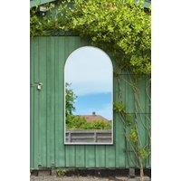 MirrorOutlet White Metal Framed Arched Garden Wall Mirror 63" X 31" (160CM X 80CM) | Size: 1 Pack