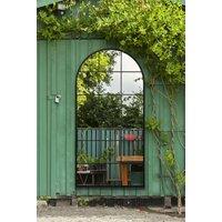 MirrorOutlet Black Metal Framed Arched Window Wall Garden Mirror (180CM X 90CM) | Size: 1 Pack