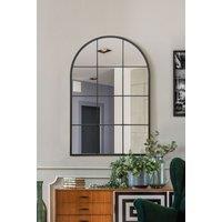 MirrorOutlet Black Metal Framed Arched Window Wall Mirror 47" X 31" (120CM X 80CM) | Size: 1 Pack