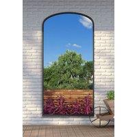 MirrorOutlet Black Metal Framed Arched Garden Wall Mirror 79"x39" (200x100CM) | Size: 1 Pack