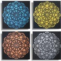 KDMD Set of 4 Mandala Brocade Detail 30x30cm | Size: 30x30 cm