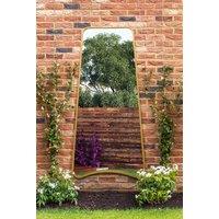 MirrorOutlet Gold Metal Trapezoid Shape Framed Garden Wall Mirror (200CM X 95CM) | Size: 1 Pack