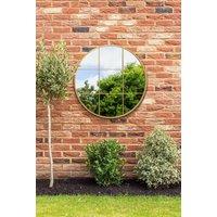 MirrorOutlet Gold Metal Frame Round Window Garden Wall Mirror 31x31 80x80CM | Size: 1 Pack
