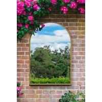 MirrorOutlet Gold Metal Framed Arched Garden Wall Mirror 47" X 31" (120 X 80CM) | Size: 1 Pack