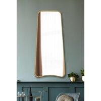 MirrorOutlet Gold Metal Trapezoid Shape Framed Wall Mirror (122CM X 58CM) | Size: 1 Pack