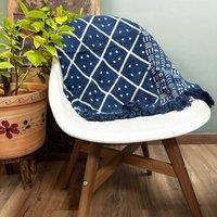 KDMD Handmade Indigo Throw - 170x120cm - Midnight Heerak in Blue | Size: 170x120 cm