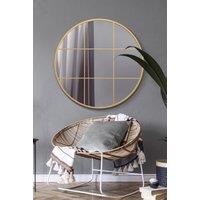 MirrorOutlet Gold Metal Framed Round Window Wall Mirror 39 X 39 (100x100CM) | Size: 1 Pack