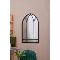 MirrorOutlet Black Metal Framed Arched Wall Mirror 32" X 19" (83CM X 48CM) | Size: 1 Pack