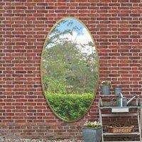 MirrorOutlet Gold Metal Framed Oval Garden Wall Mirror 71" X 39" (180 x 100CM) | Size: 1 Pack