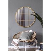 MirrorOutlet Gold Metal Framed Round Window Wall Mirror 31 X 31 (80x80CM) | Size: 1 Pack