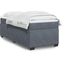 Box Spring Bed with Mattress Dark Grey 90x200 cm Velvet