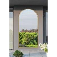 MirrorOutlet Gold Framed Arched Leaner/Wall Garden Mirror 79" x 39" (200x100CM) in Black | Size: 1 Pack
