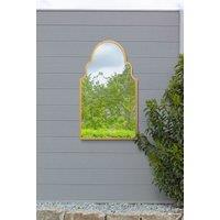 MirrorOutlet Gold Metal Framed Arched Garden Wall Mirror 41"x 24" (104CM X 61CM) | Size: 1 Pack