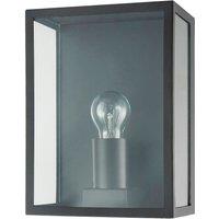 Happy Homewares Modern Exterior Flush Wall Light Lantern in Matte Black with Clear Glass Panels