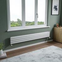 Agadon Neo Duplex Horizontal Oval Tube Designer Radiator in White | Size: 584mm x 1000mm