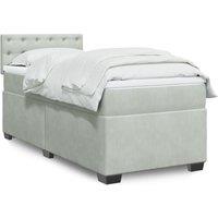 Berkfield Home Box Spring Bed with Mattress Light Grey 90x200 cm Velvet