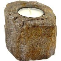KDMD Petrified Wood Candle Holder - Single Low in Brown