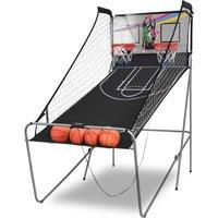 Gymax Foldable Double Shot Basketball Arcade Game With Sounds 8 Game Options in Grey