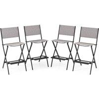 Costway Outdoor Bar Chair Set of 4 Folding Bar Height Stool w/Footrest in Grey