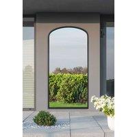 MirrorOutlet Black Metal Framed Arched Garden Wall Mirror 67"x33" (170x85CM) | Size: 1 Pack