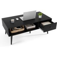 Costway 109 CM Rectangular Wooden TV Stand Entertainment Center w/Open Shelf in Black