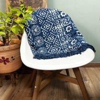 KDMD Handmade Indigo Throw - 170x120cm - Desi Stripes in Blue | Size: 170x120 cm