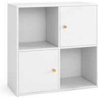 Costway 4-Cube Bookcase 3-Tier Bookshelf Storage Organizer w/2 Cabinets in White