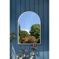 MirrorOutlet White Metal Framed Arched Garden Wall Mirror 39" X 27" (100CM X 70CM) | Size: 1 Pack