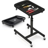 Costway 2-in-1 Rolling Tool Tray Height Adjustable Work Table w/Tray in Black