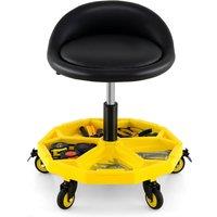 Costway Rolling Garage Stool 54-67cm Adjustable Rolling Mechanic Stool-Yellow in Yellow