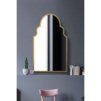 MirrorOutlet Gold Metal Framed Arched Wall Mirror 41" X 24" (104CM X 61CM) | Size: 1 Pack