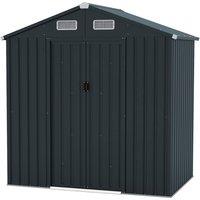 Gymax Utility Tool House Garden Shed 193 cm x 129 cm x 197 cm Shed Organizer in Dark Grey