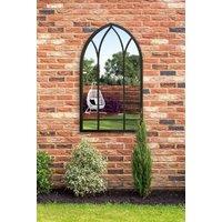 MirrorOutlet Black Metal Framed Arched Garden Wall Mirror 32" X 19" (83CM X 48CM) | Size: 1 Pack