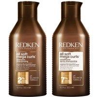 Redken All Soft Mega Curl Shampoo 300ml & All Soft Mega Curl Conditioner 300ml Duo in Clear