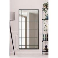 MirrorOutlet Black Metal Framed Window Wall or Leaner Mirror (160CM X 80CM) | Size: 1 Pack