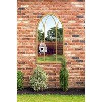MirrorOutlet Gold Metal Framed Arched Garden Wall Mirror 32" X 19" (83CM X 48CM) | Size: 1 Pack