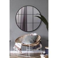MirrorOutlet Black Metal Framed Round Window Wall Mirror 39 X 39 (100x100CM) | Size: 1 Pack