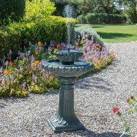 Primrose 2 Level Birdbath Water Fountain Feature Solar Powered Victorian Metal in Dark Grey