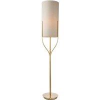 Netlighting Fraser Base & Shade Floor Lamp Satin Brass Plate Natural Linen Mix Fabric in Gold