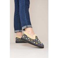 Moshulu Women's 'Peanut Brittle' Spotty Full Slippers in Dark Grey | Size: 7
