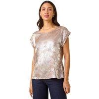 Roman Women's Metallic Print Shell Top in Rose | Size: 20