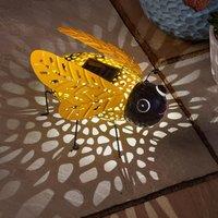 mysmartbuy Solar Powered Silhouette Buzzy Bee Garden Ornament with LED Light in Yellow